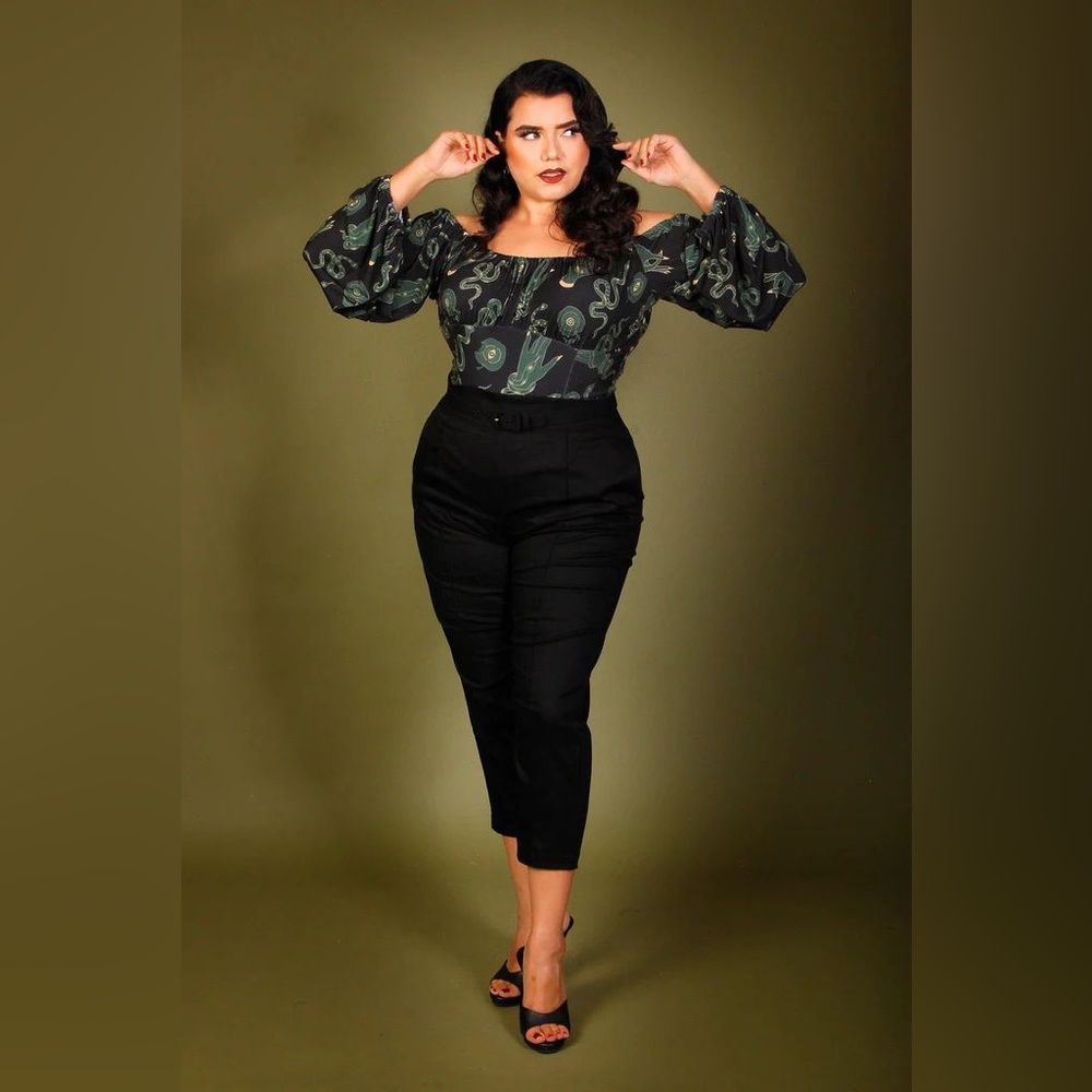 LB Cropped Trousers in Black Twill | Laura Byrnes Design